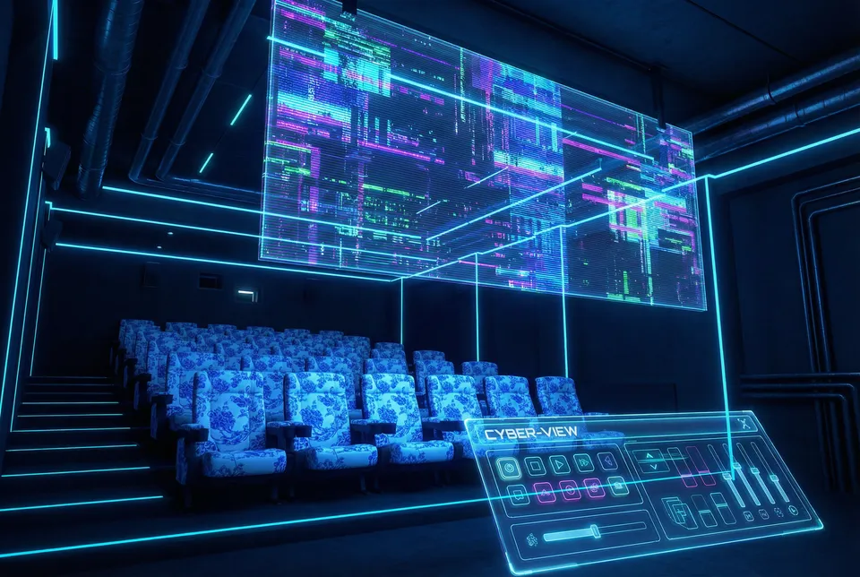 慕星棋牌 青花瓷影院全息投影播放界面